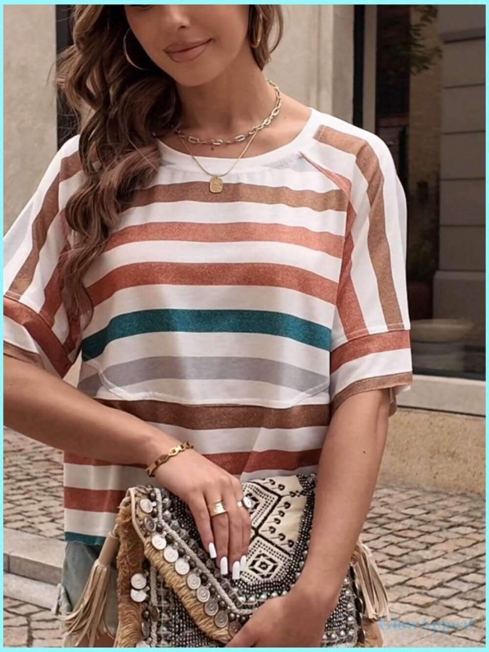 Cotton Blend Batwing Sleeve Loose Fit T-Shirt for Casual Summer Wear - Picture 6 of 7